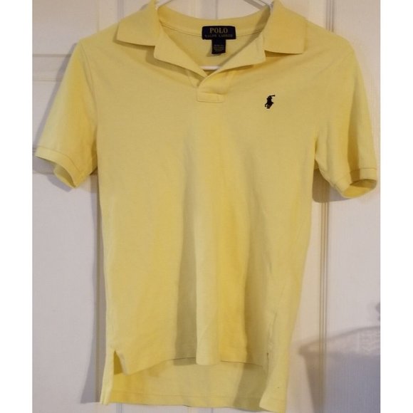 Ralph Lauren Boys Short Sleeve Yellow Soft Cotton Classic Collar Shirt